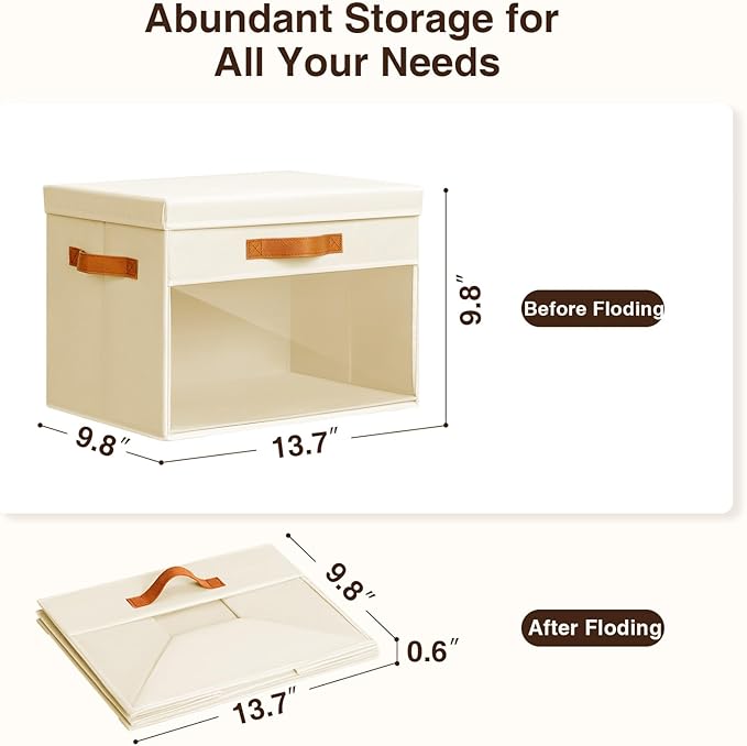 Homsorout Large Storage Bins with Lids - 6 Pack Foldable Decorative Organizers with Clear Windows & Handles, Cube Storage Org