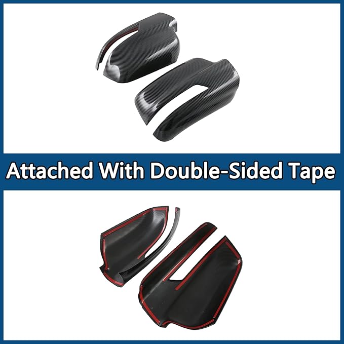2 PCS Door Rearview Mirror Cover for Dodge RAM 1500 TRX 2021-2024 Exterior Decoration Accessory Kit (Imitate Carbon Fiber Pattern)