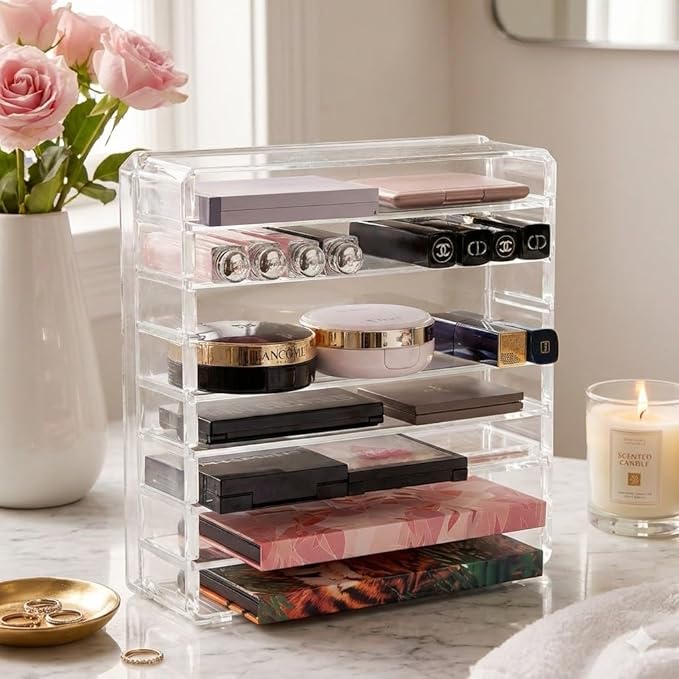 Makeup Organizer for Eyeshadow Palette Organizer, 8 Section Divided Makeup Palette Holder for Vanity Drawer Countertop