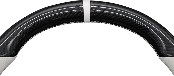 MEWANT Hand Stitched White Leather Tesla Model 3 Steering Wheel Cover for Tesla Model 3 2017-2023 / Model Y 2020-2023 for Tesla Model 3/Y Accessories