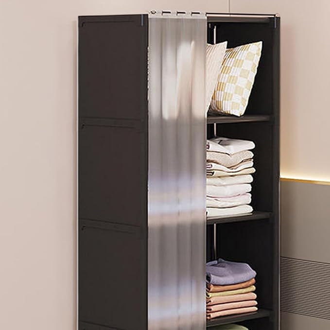 Portable Closet Wardrobe for Small Room, Clothes Storage Rack, Clothes Organizer Cabinet, Dust-Proof Garment Shelf for Home B