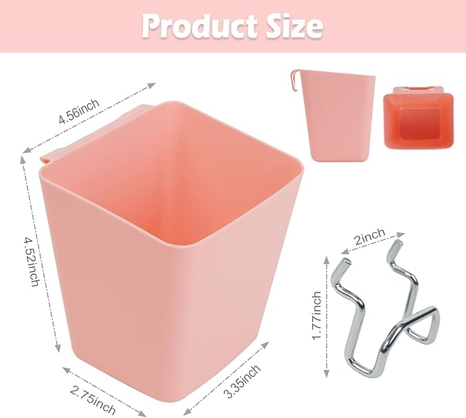 8 Pack Large Pegboard Bins with Hooks, Square Box Shape Peg Board Cups and Peg Board Accessories for Craft Room, Playroom, Of