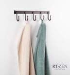 RTZEN Wall Mount Hook Set - Wrought Iron Decorative Rustic Metal Coat Hooks for Hanging - Handcrafted Classic Farmhouse Wall 
