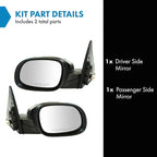 TRQ 2 Piece Driver and Passenger Side Mirror Assembly Set Power Folding Electric Adjustment Heated No Memory Black Compatible