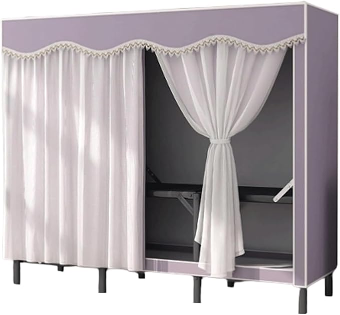 TIST Foldable Wardrobe Steel Storage Wardrobe Portable Wardrobe for Hanging Clothes 110cm/ 160cm/ 215cm Large Wardrobe(Purple