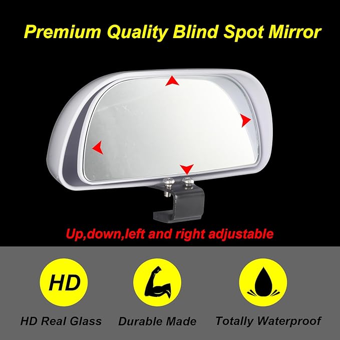 Blind Spot Mirrors for Trucks and Cars,Automotive Side View Concave Mirror Blindspot,360° Large Convex Rearview Exterior Mirror Accessories for Truck and Car(1Pack White)