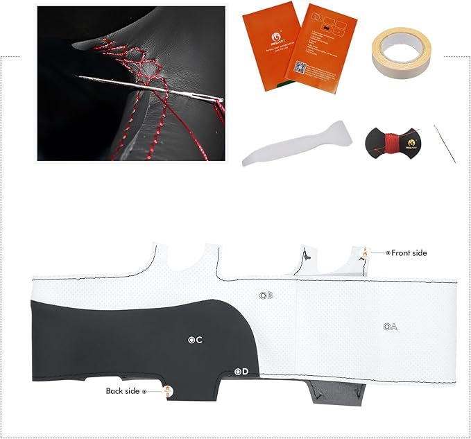 MEWANT DIY Stitching Steering Wheel Cover Wrap for Tesla Model 3 Highland 2023-2025/Model Y 2025 Highland for Tesla Model 3/Model Y Accessories(3D Style)