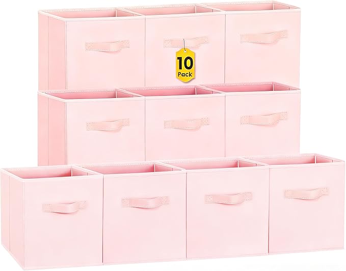 Criusia Storage Cubes- 11 Inch Cube Storage Bins for Organizing Shelves - Nursery Closet Organization Bins for Clothes Blanke