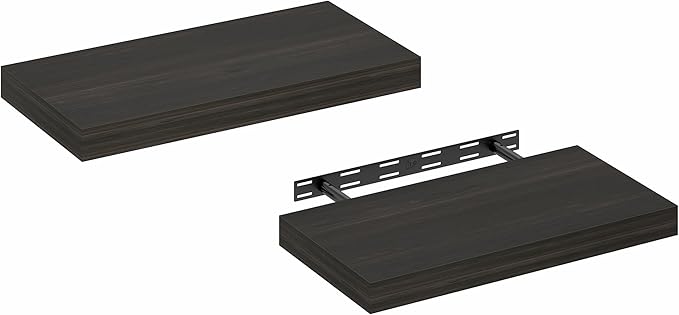 Furinno TANNA Floating Shelves for Wall Set of 2, 12 x 24 Wall Shelf, Wall Mounted Floating Shelf with Invisible Bracket, 2-i