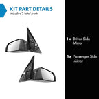 TRQ 2 Piece Driver and Passenger Side Mirror Assembly Set Electric Adjustment Heated No Memory Black Compatible with 2007-201