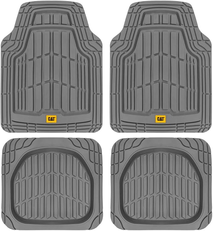 CAT PU Leather Seat Covers for Cars – (2) Front Seat Covers with (4) All-Weather Heavy-Duty Floor Mats for Trucks, Cars, & SU