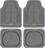 CAT PU Leather Seat Covers for Cars – (2) Front Seat Covers with (4) All-Weather Heavy-Duty Floor Mats for Trucks, Cars, & SU