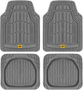 Cat® ToughRide™ Heavy-Duty 4 Piece Rubber All Season Floor Mats for Car Truck Van SUV, Black - Premium Trim to Fit Cars Floor Mat, All Weather Deep Dish Automotive Floor Mats, Total Dirt Protection