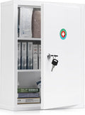 KYODOLED Wall Mount Locking Medicine Cabinet, Large Capacity First Aid Cabinet for Bathroom, Medicine Cabinet with Key, Secur