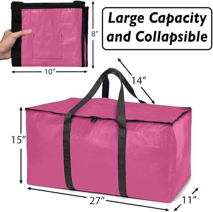 ClearSpace Oversized Moving Bags or Storage Bag – Large Moving Boxes with Backpack Straps, Zippers & Handles – Heavy-Duty Pac