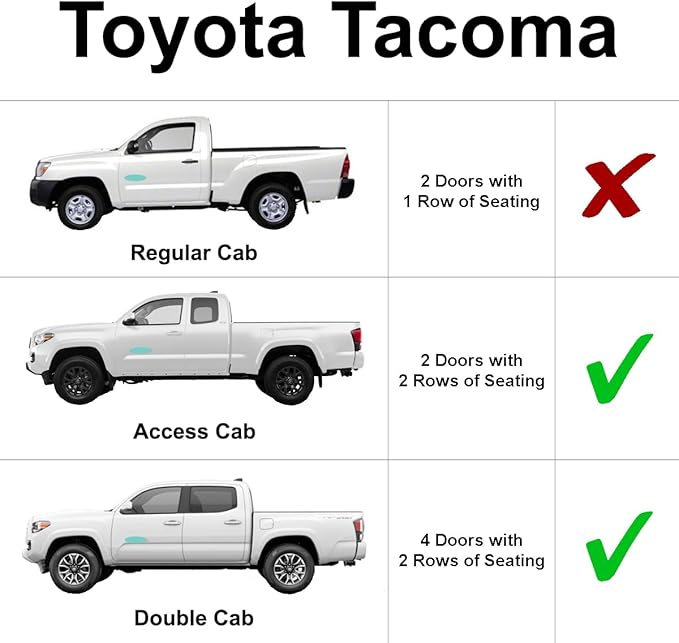 YelloPro Side Window Front Seat Sunshade (Set of 2) Custom Fit for 2005 2006 2007 2008 2009 2010 2011 2012 2013 2014 2015 Toyota Tacoma, 2Dr 2 Door Access Cab 4Dr 4 Door Double Cab
