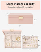 Vlando 2 Layer Jewelry Box Large Jewelry Organizer for Women Removable Jewelery Tray for Necklace Earrings Rings Bracelets Je