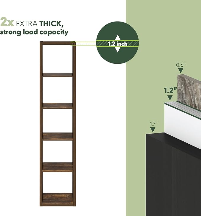 Furinno Cubicle Book Shelf, Vertical 5-Cube Bookshelf, Extra Thick Horizontally & Vertically Reversible Bookcase with Open Ba