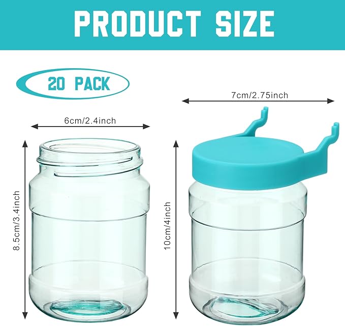 Unittype 20 Set Pegboard Organizer Accessories Peg Boards Jars with Lids Plastic Pegboards Bins Storage Containers Clear Peg 