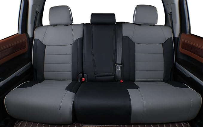 EKR Custom Fit Tacoma Leather Car Seat Covers for Select Toyota Tacoma 2012 2013 2014 2015 (TRD Sport Seats)- Full Set, Leath