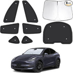 8pcs Car Side Window Shades for T*esla Model Y 2025 2026 |Suction Cup No Falling| Full Car Window Covers for Privacy, Sunshades for Tesla Front Rear Windshield Side Windows Accessories
