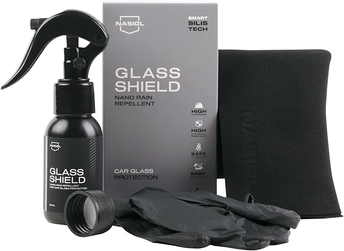 Nasiol GlasShield Nano Rain Repellent Spray Kit, Windshield&Glass Ceramic Coating, Super Hydrophobic to 30000 Miles, Super Ea