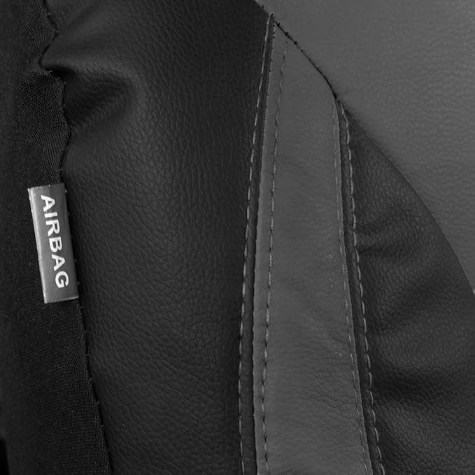 Motor Trend Gray Faux Leather Car Seat Covers for Front Seats – Automotive Bucket PU Leather Seat Covers for SUV Made for Veh