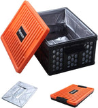 Mymazn Trunk Organizer Plastic for Car, Crate Storage Collapsible Car Organizer for SUV, Groceries, Camping | with Lid,