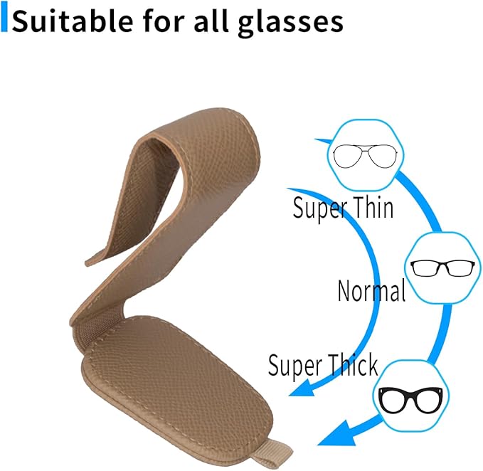 Yuoyar 2 Packs Magnetic Sunglass Holder for Car Visor - Universal Sunglasses Clip for Different Size Eyeglasses - Convenient Interior Car Accessories (Beige)