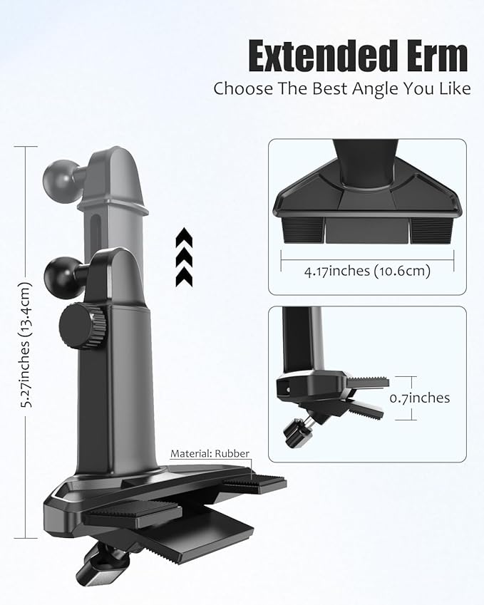 Charchendo Upgraded CD Slot Tablet Car Mount, Long Arm Extendable Car Cradle with 360° Rotation, Case Friendly Car Holder for iPad Pro/Air/Mini, Samsung Galaxy Tab, All 4.7"-13" Device