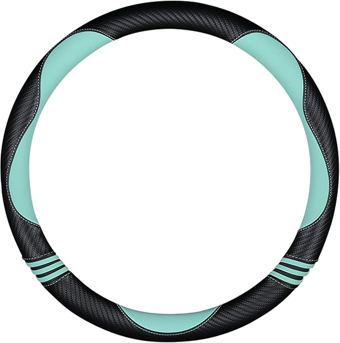 HighnessHwoo Car Steering Wheel Covers for Women Padded Carbon Fiber PU Leather Cute Auto Interior Accessories for Vehicle, S