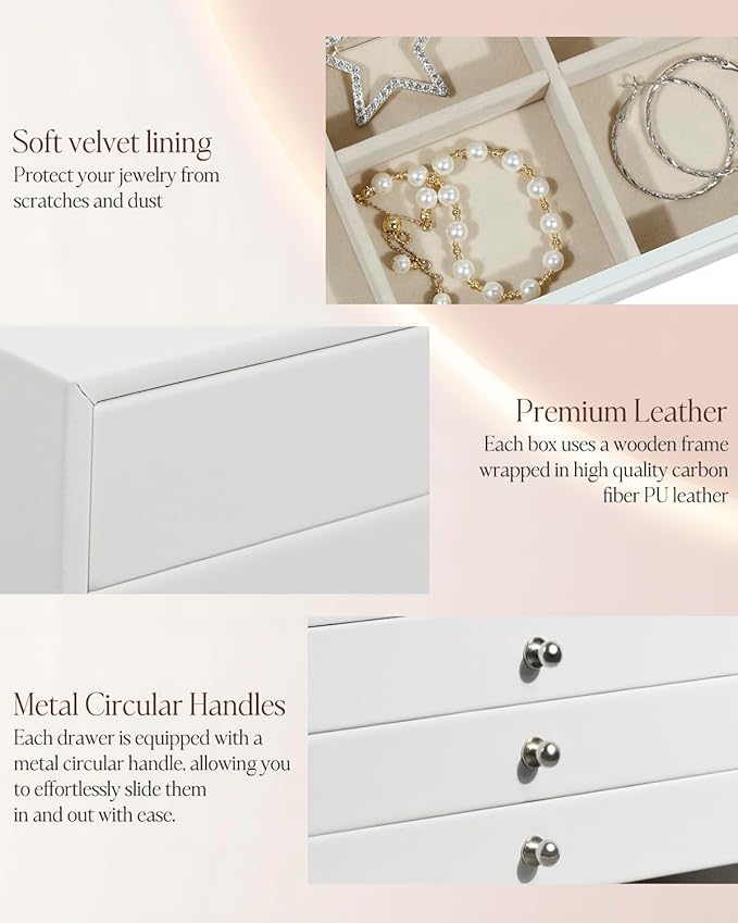 GUKA Large Jewelry Box, Jewelry Case with 10 Drawers for Big and Small Jewelry, Jewelry Storage Organizer for Watch Earrings 