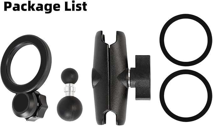 Magnetic Phone Holder Base for RAM Mounts, 1" (25mm) Ball Mount with Medium Aluminum B Size Double Socket Arm, Compatible with Magsafe iPhone 17/16/15/14/13/12 Series