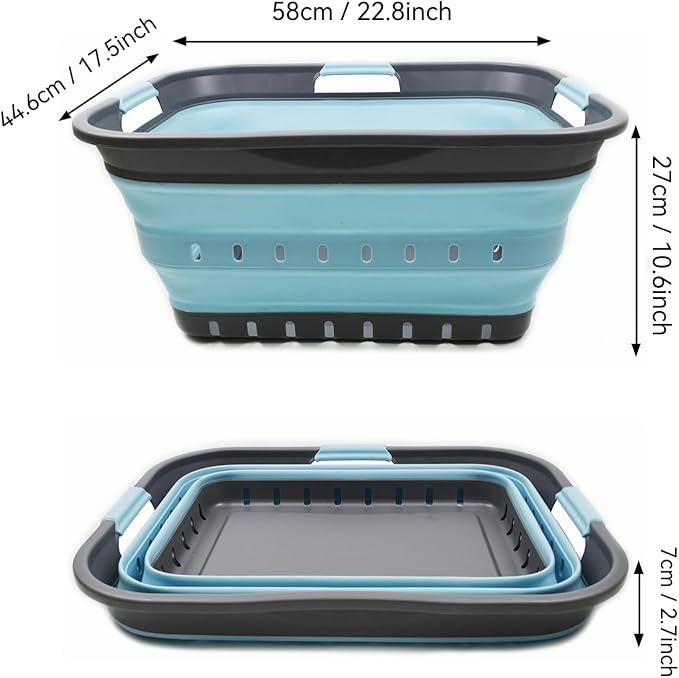 SAMMART 42L (11 gallon) Collapsible Plastic Laundry Basket - Foldable Pop Up Storage Container/Organizer - Space Saving Hampe