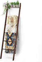 BAMBANG 6-Tier Blanket Ladder for Living Room, Blanket Quilt Ladder Rack Rustic Decorative Towel Holder, Wall Leaning Blanket