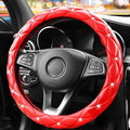 YOGURTCK Cute Diamond Soft Leather Anti-Slip Steering Wheel Cover with Bling Bling Crystal Rhinestones, Universal 15 Inch for