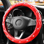 YOGURTCK Cute Diamond Soft Leather Anti-Slip Steering Wheel Cover with Bling Bling Crystal Rhinestones, Universal 15 Inch for