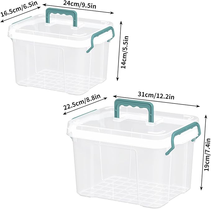 Covetree 2-Pack Clear Plastic Medicine Storage Organizer & First Aid Box – Multi-Layer Medicine Storage Box, Durable Medicine