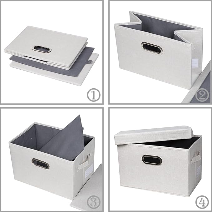 PRANDOM Large Collapsible Storage Containers with Lids [5-Pack] Fabric Foldable Storage Bins Boxes Organizer Baskets Cube wit