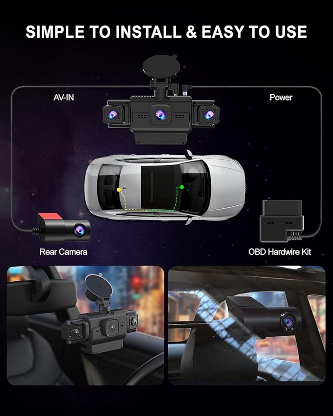 Dash Cam Front and Rear, 4-Channel 360° Coverage Car Dash Camera with STARVIS 2 Night Vision, GPS, 5.8GHz WiFi, 24H Parking M
