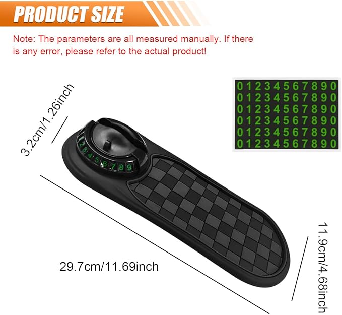 Multifunction Car Anti-Slip Mat, Universal Rotatable Auto Dashboard Phone Holder Accessory with Temporary Parking Number, Car