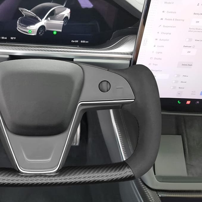 MEWANT Hand Stitched Tesla Model S Yoke Steering Wheel Cover Wrap for Tesla Model S 2021-2023 / Model X 2021-2023 Tesla Yoke Steering Wheel Accessories