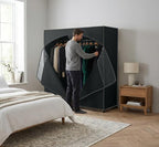 HOLDN’ STORAGE Portable Wardrobe Closet - 65 lb Large Capacity, Internal Heavy Duty Metal Rod, Zipper & Clear Window, Durable