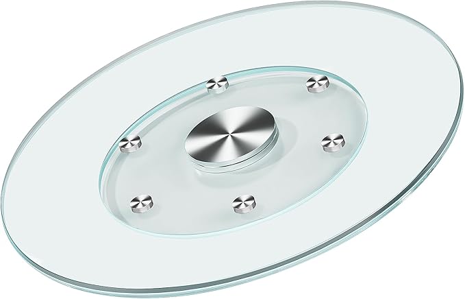 27" Large Lazy Susan for Dining Table Kitchen Glass Turntable with Aluminum Alloy Bearing, Smooth Swivel