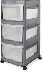 Life Story Classic 3 Shelf Storage Organizer Plastic Drawers, Gray (2 Pack)