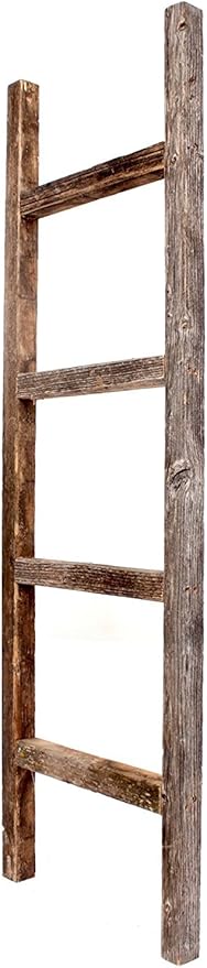BARNWOODUSA Rustic Decorative Ladder - 100% Upcycled Wood (48" x 12" x 1.5", Weathered Gray)