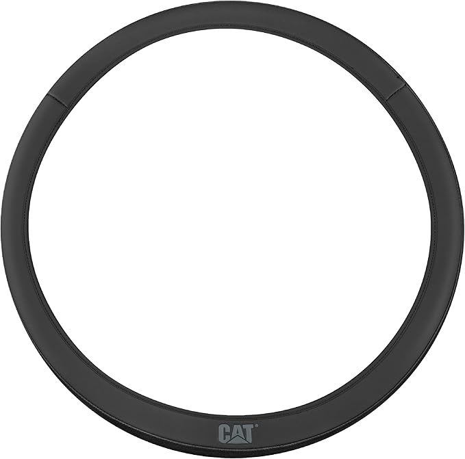 Cat® EasyWrap Faux Black Leather Steering Wheel Cover, Self Wrapping Car Steering Wheel Cover for Auto Truck Van SUV - Standard 14.5" - 15 Inches
