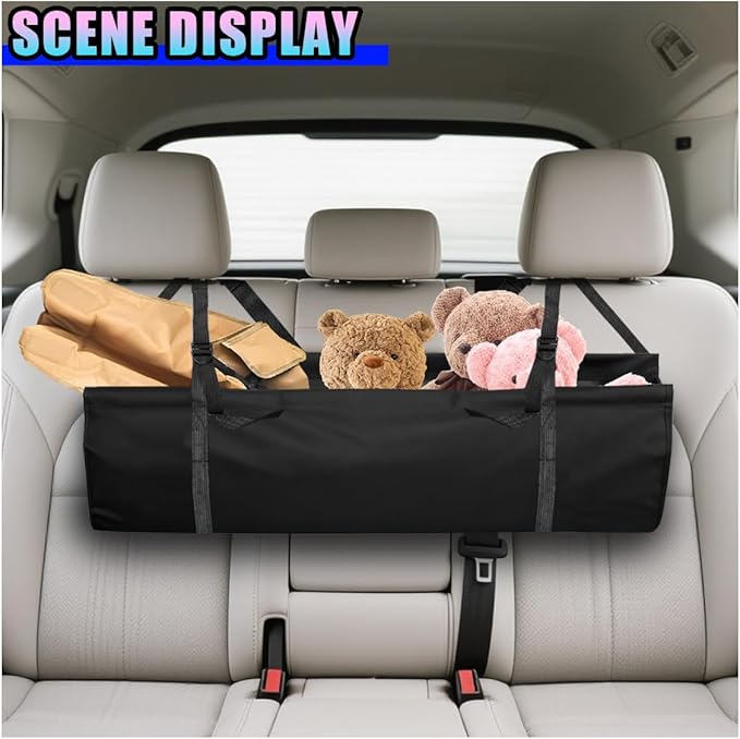 Hanging Car Trunk Organizer, Large Capacity Backseat Storage Bag with Adjustable Straps, Waterproof Collapsible Cargo Bag