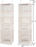 BrilliantJo 6 Shelves Hanging Closet Organizer, 2 Pack Hanging Storage with 4 Side Pockets for Clothes Shoes, 43.5"x12"x12"(B