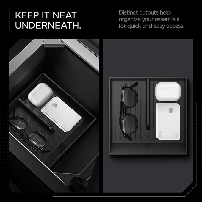 Spigen Center Console Organizer Tray Designed for Tesla Cybertruck Accessories 2026/2025/2024/2023 (Bottom) (Carbon Edition)